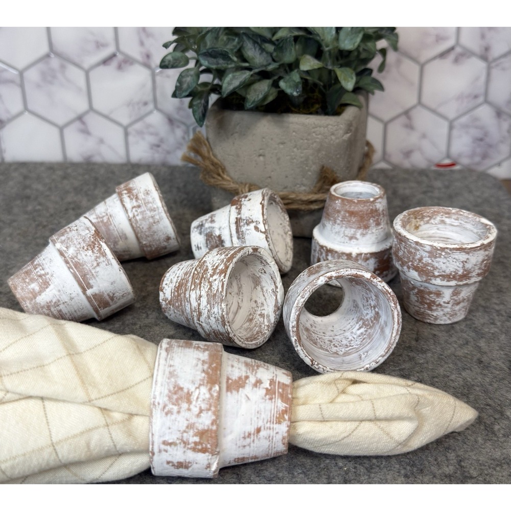 Flower Pot Shaped Napkin Ring Holders SET OF 8